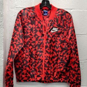 💡Nike Japan Windbreaker Jacket Red and Black Geometric Pattern Size M Women's